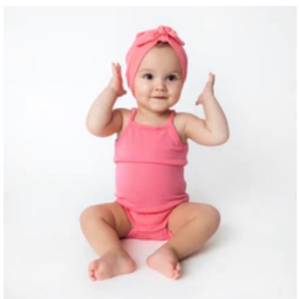Brand New Kyte Baby ribbed spaghetti strap bodysuit in Guava